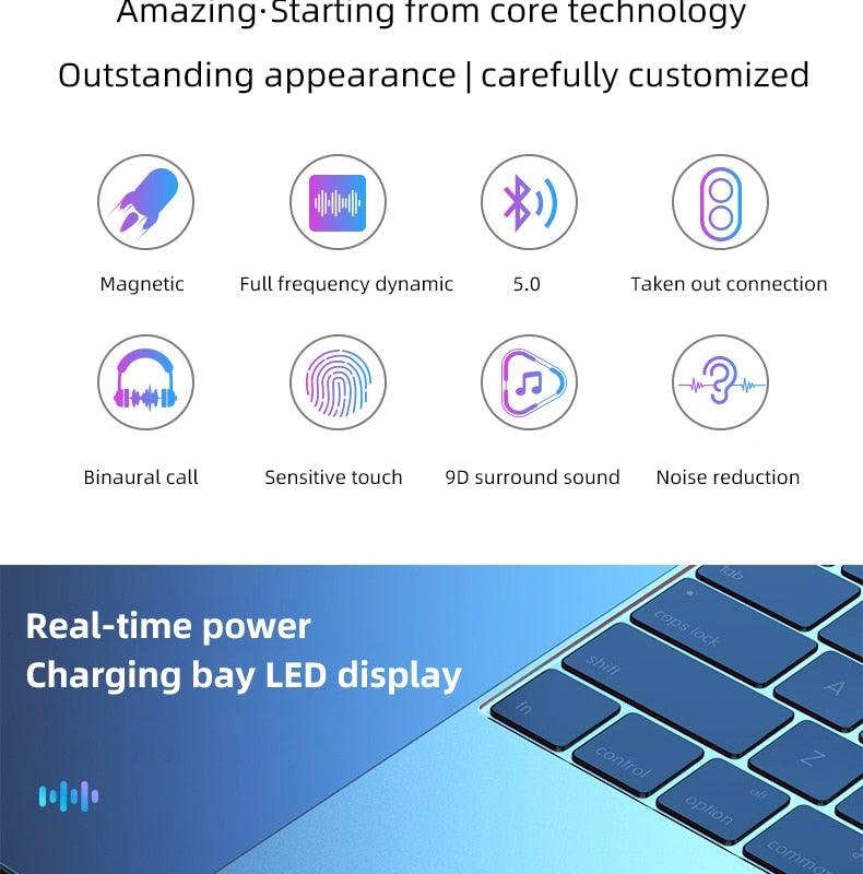 Kids Wireless Bluetooth 5.0 Earbuds with LED Display & Microphone