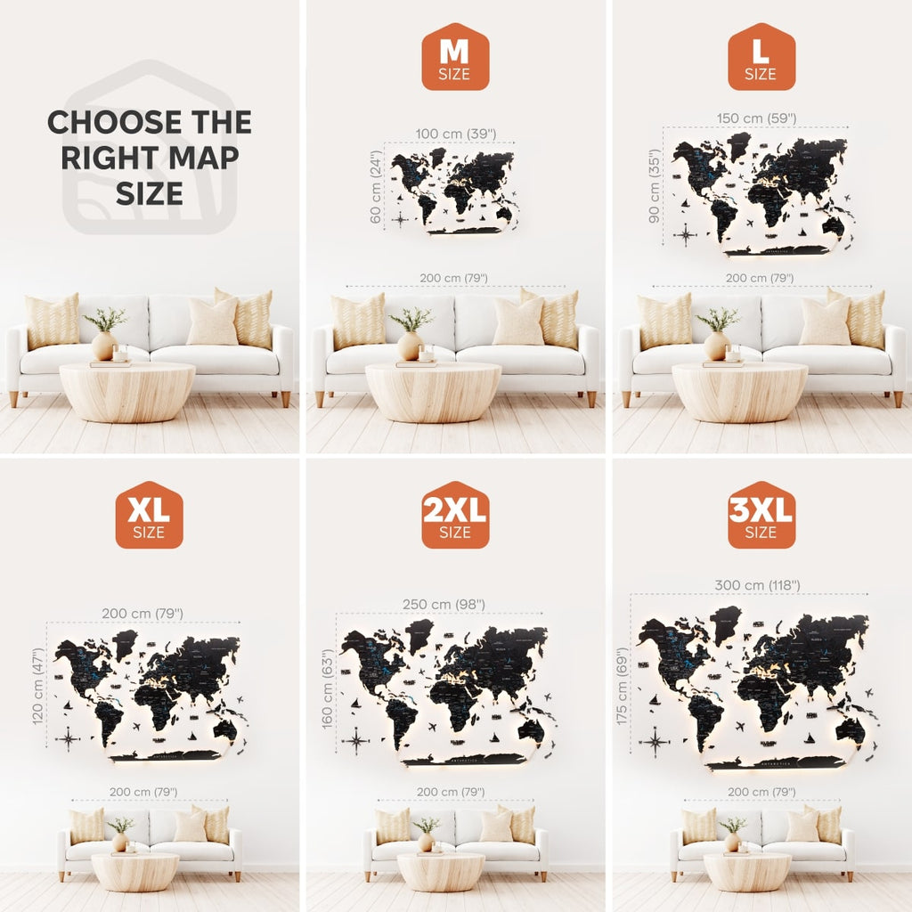 3D LED Luminous Wooden World Map 3.0 Space Interactive Wall Decor