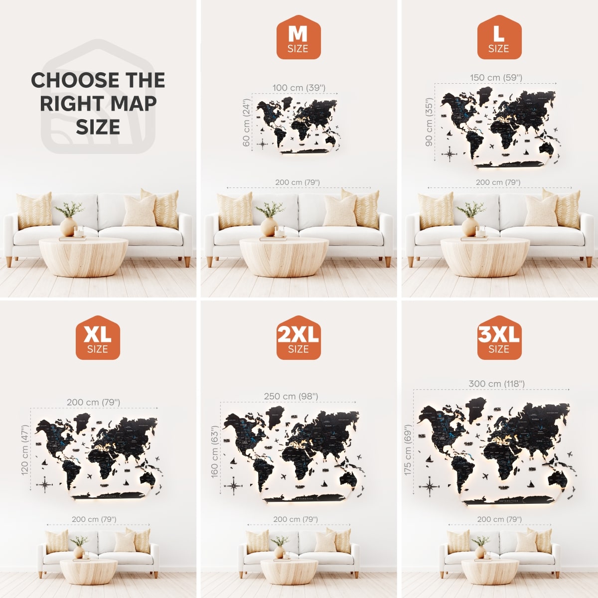 3D LED Luminous Wooden World Map 3.0 Space Interactive Wall Decor