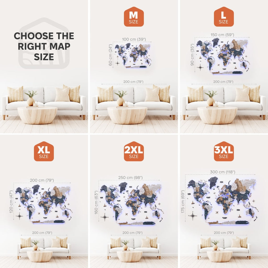 3D LED Mystery Wooden World Map 3.0 Interactive Wall Art