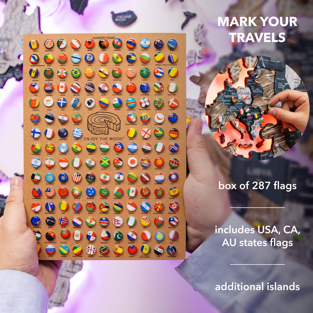 3D LED Mystery Wooden World Map 3.0 Interactive Wall Art