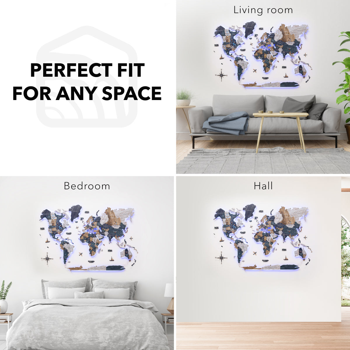 3D LED Mystery Wooden World Map 3.0 Interactive Wall Art