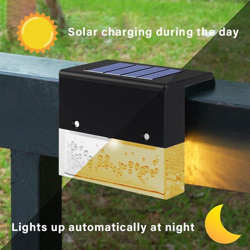 Modern LED Solar Fence Light for Outdoor Garden and Patio Decor