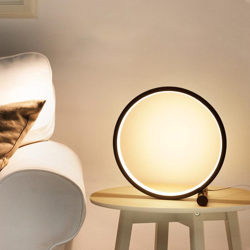 Minimalist Round LED Table Lamp - Dimmable Acrylic Bedside Light