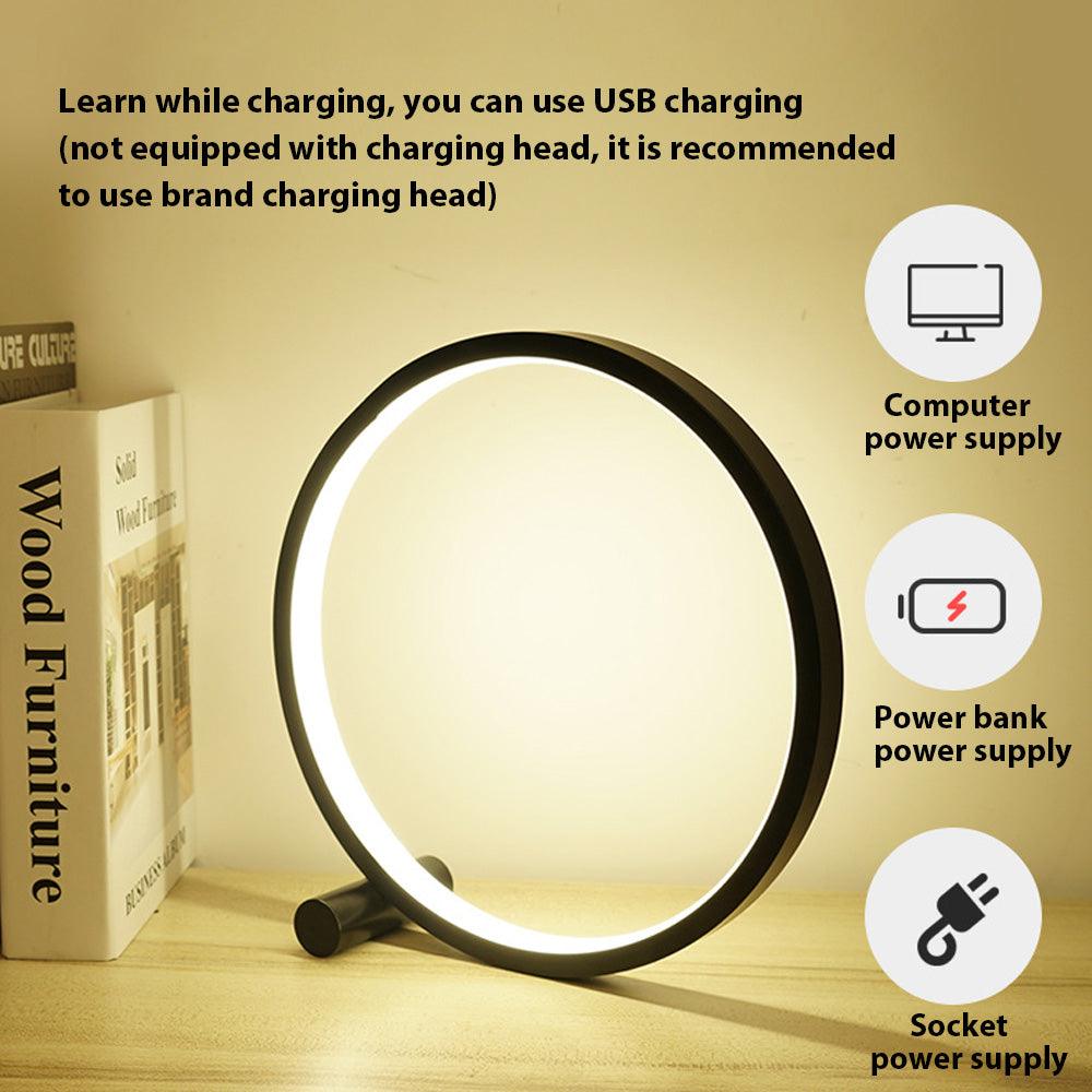 Minimalist Round LED Table Lamp - Dimmable Acrylic Bedside Light
