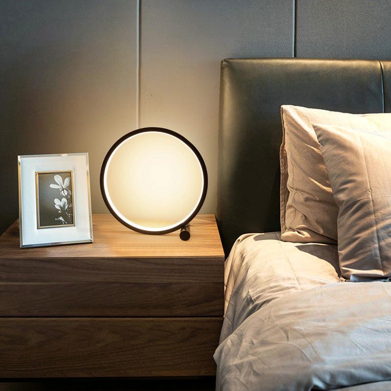 Minimalist Round LED Table Lamp - Dimmable Acrylic Bedside Light