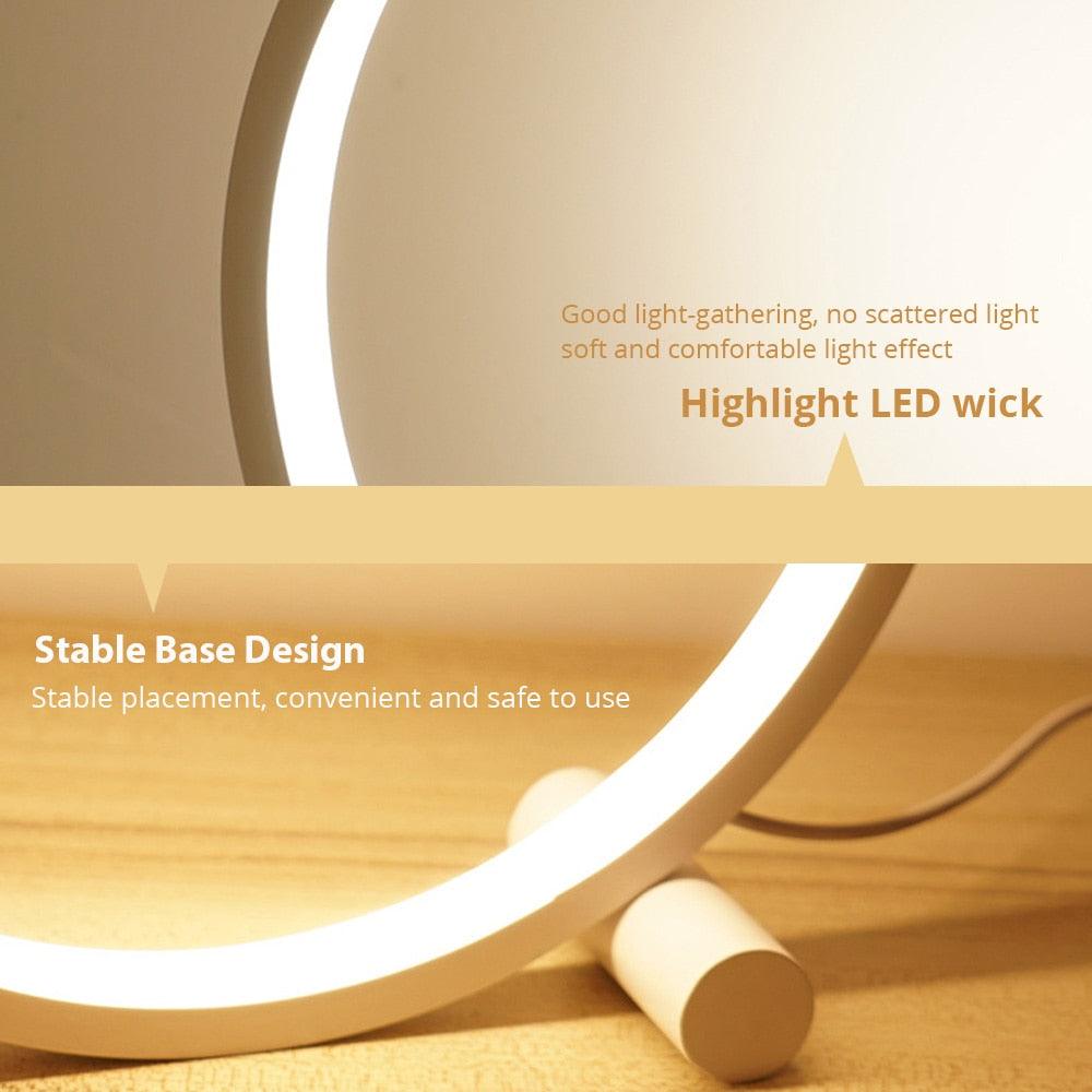 Minimalist Round LED Table Lamp - Dimmable Acrylic Bedside Light