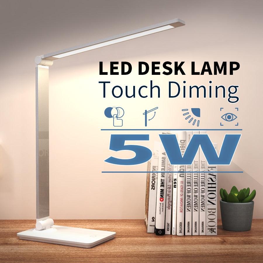 Foldable LED Desk Lamp with Stepless Dimmable Touch Control