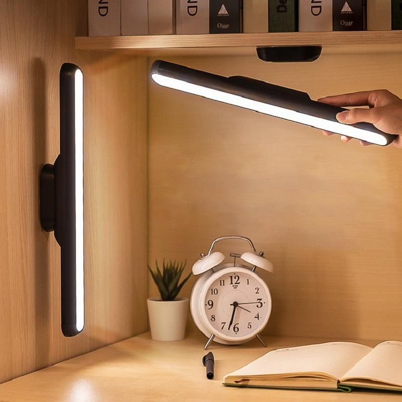 Black rechargeable dimmable LED desk lamp with 90 degree rotation