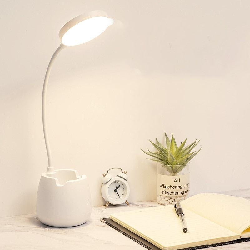 Dimmable LED Desk Lamp with Pen Holder & Eye Protection