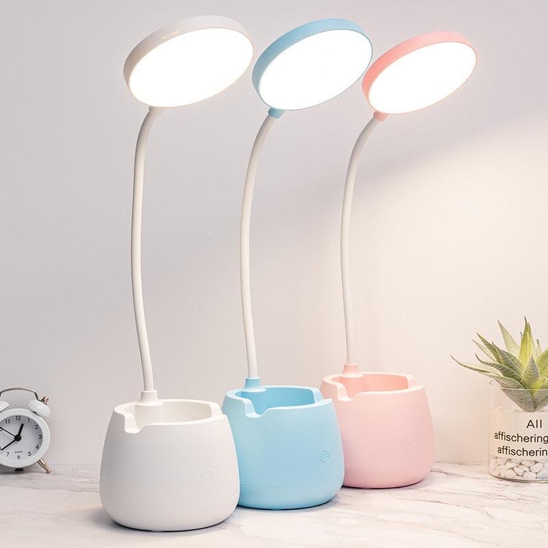 Dimmable LED Desk Lamp with Pen Holder & Eye Protection