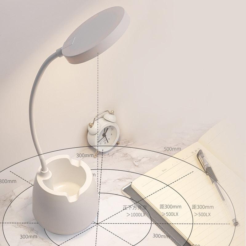 Dimmable LED Desk Lamp with Pen Holder & Eye Protection