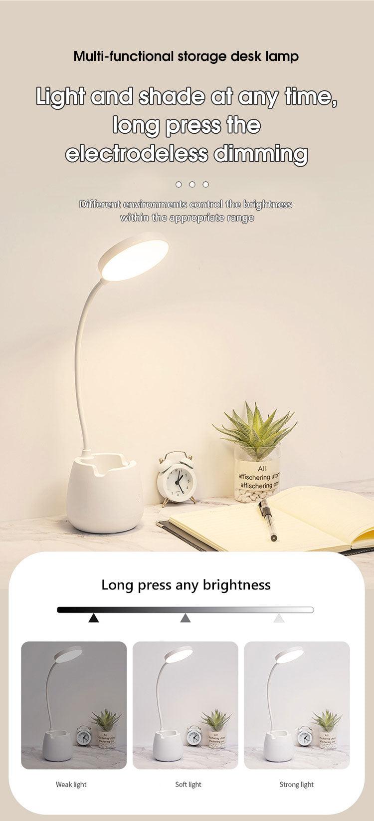 Dimmable LED Desk Lamp with Pen Holder & Eye Protection