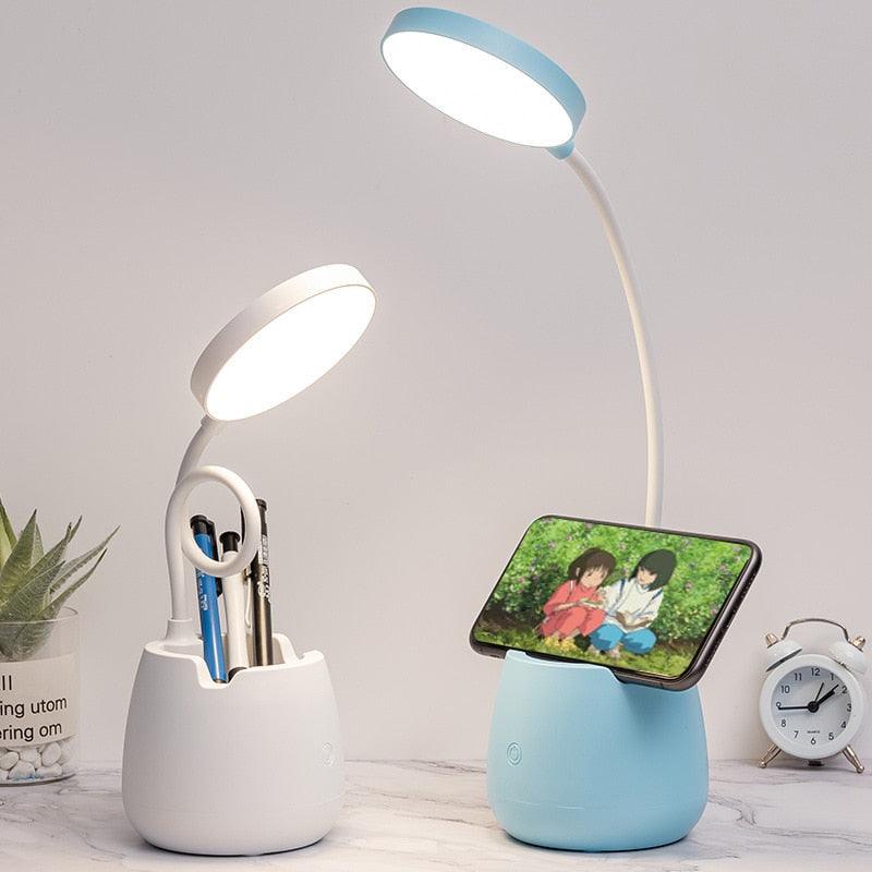 Dimmable LED Desk Lamp with Pen Holder & Eye Protection
