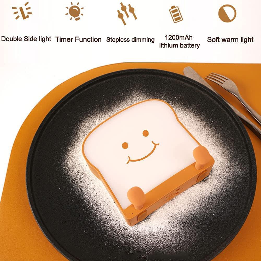 Toast-Shaped LED Night Light with Phone Holder and Dimming