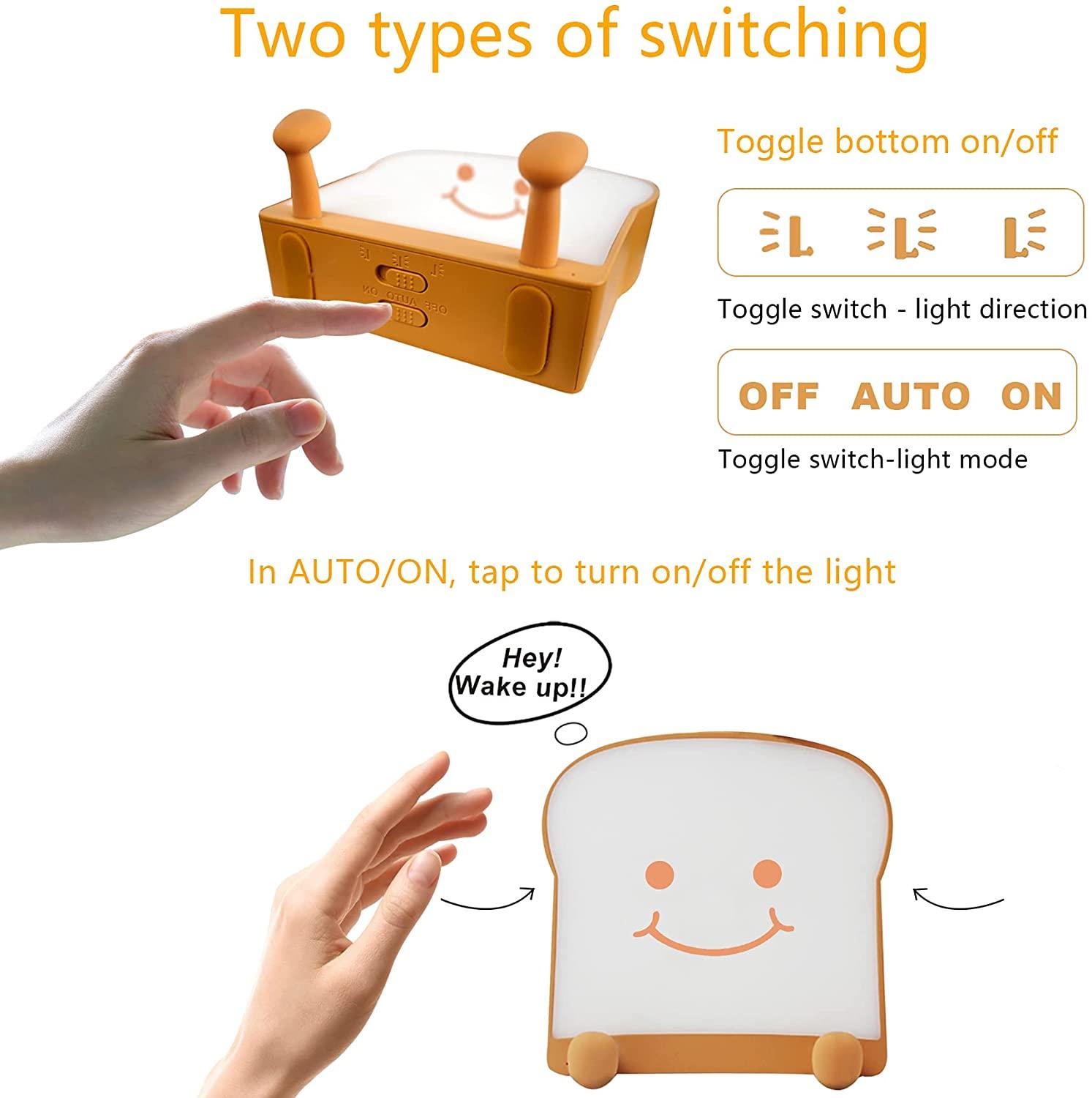 Toast-Shaped LED Night Light with Phone Holder and Dimming
