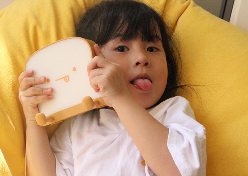 Toast-Shaped LED Night Light with Phone Holder and Dimming