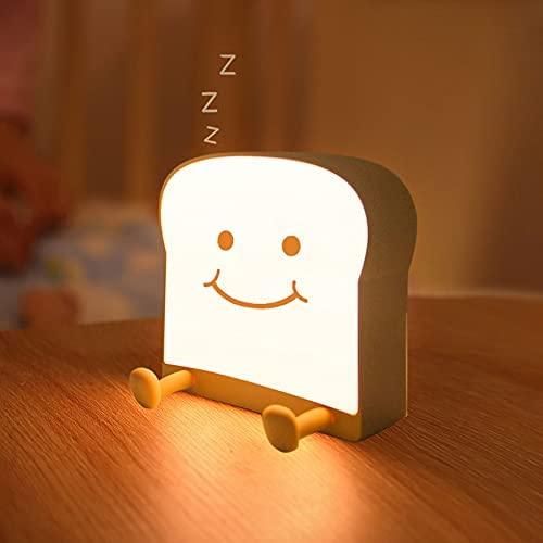 Toast-shaped LED night light with phone holder