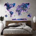 3D LED Luminous Wooden World Map 3.0 Space illuminated on a wall