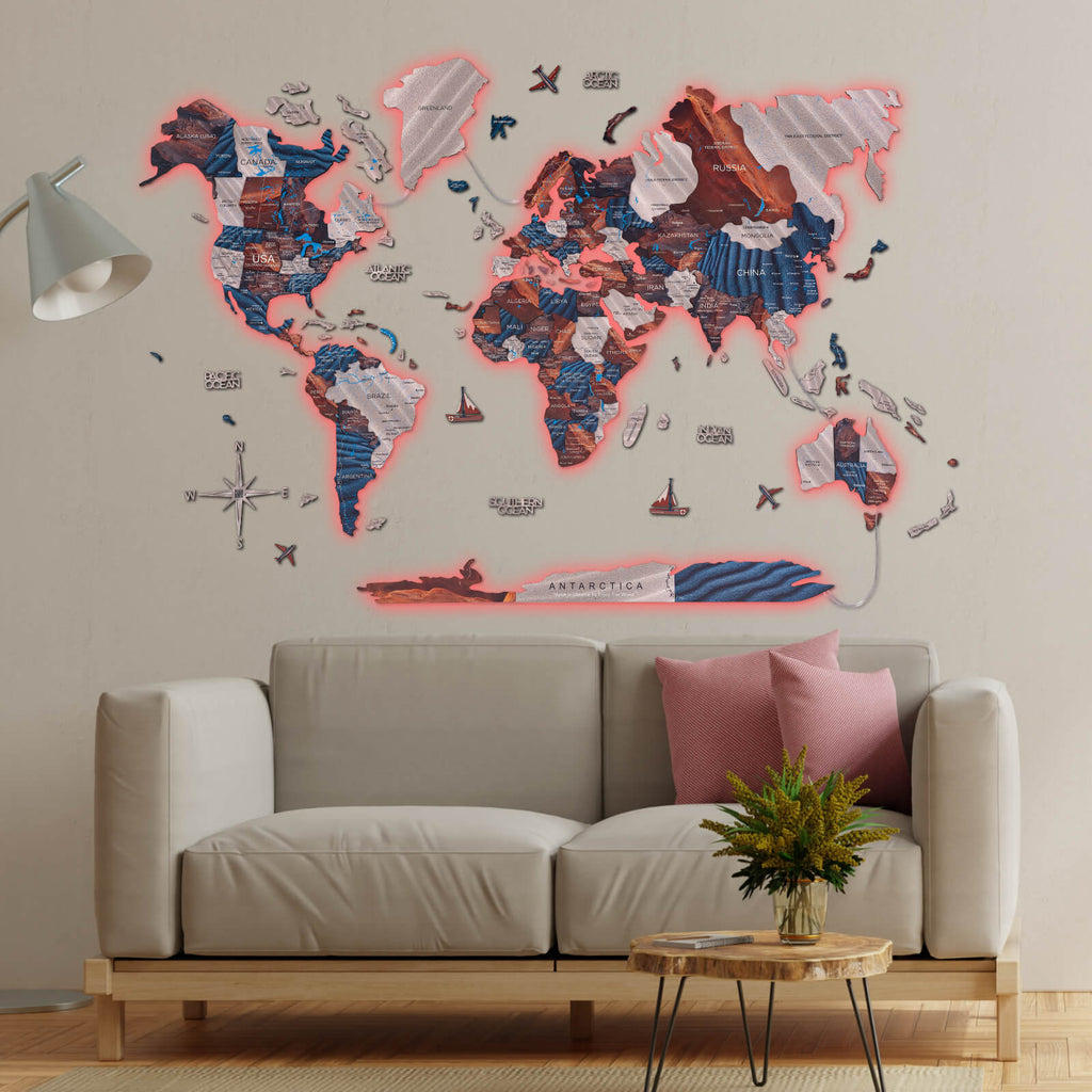 Interactive LED Wooden World Map 3.0 Luminous Wall Art