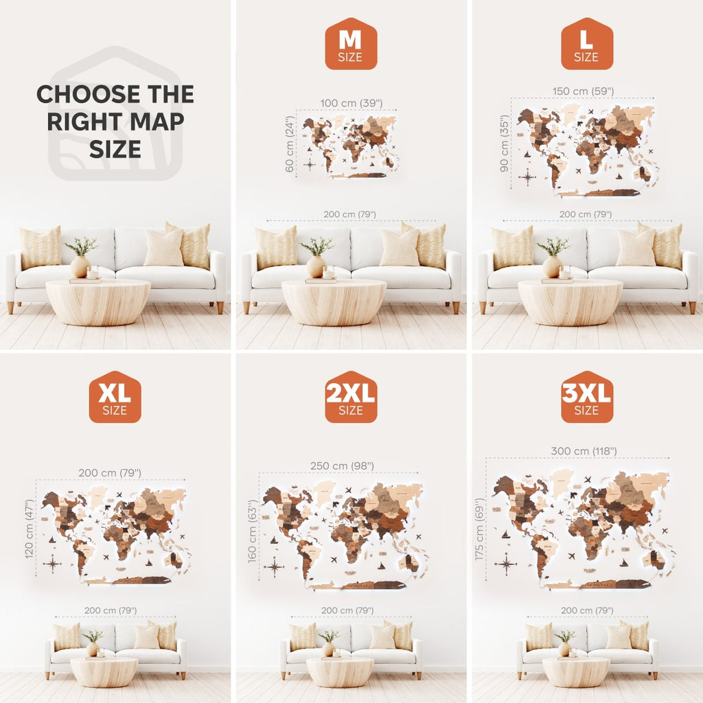 3D LED Wooden World Map 3.0 Multicolor Modern Wall Art