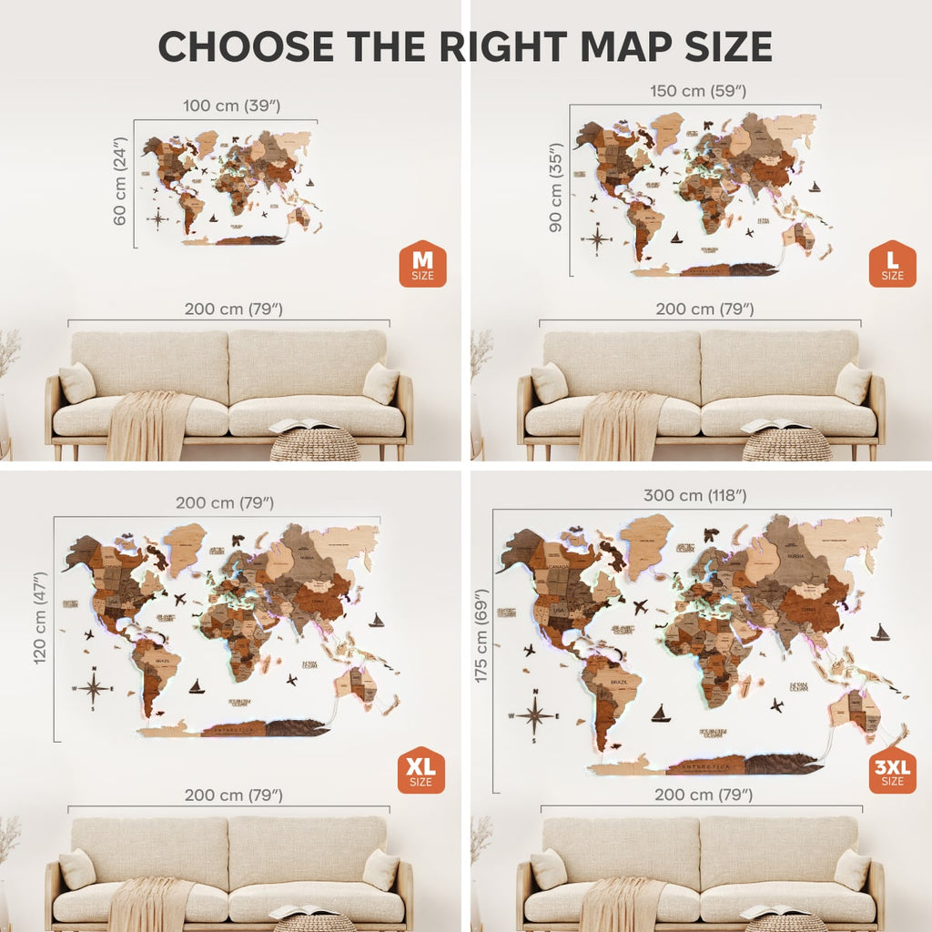 3D LED Wooden World Map Wall Art with Acrylic Background