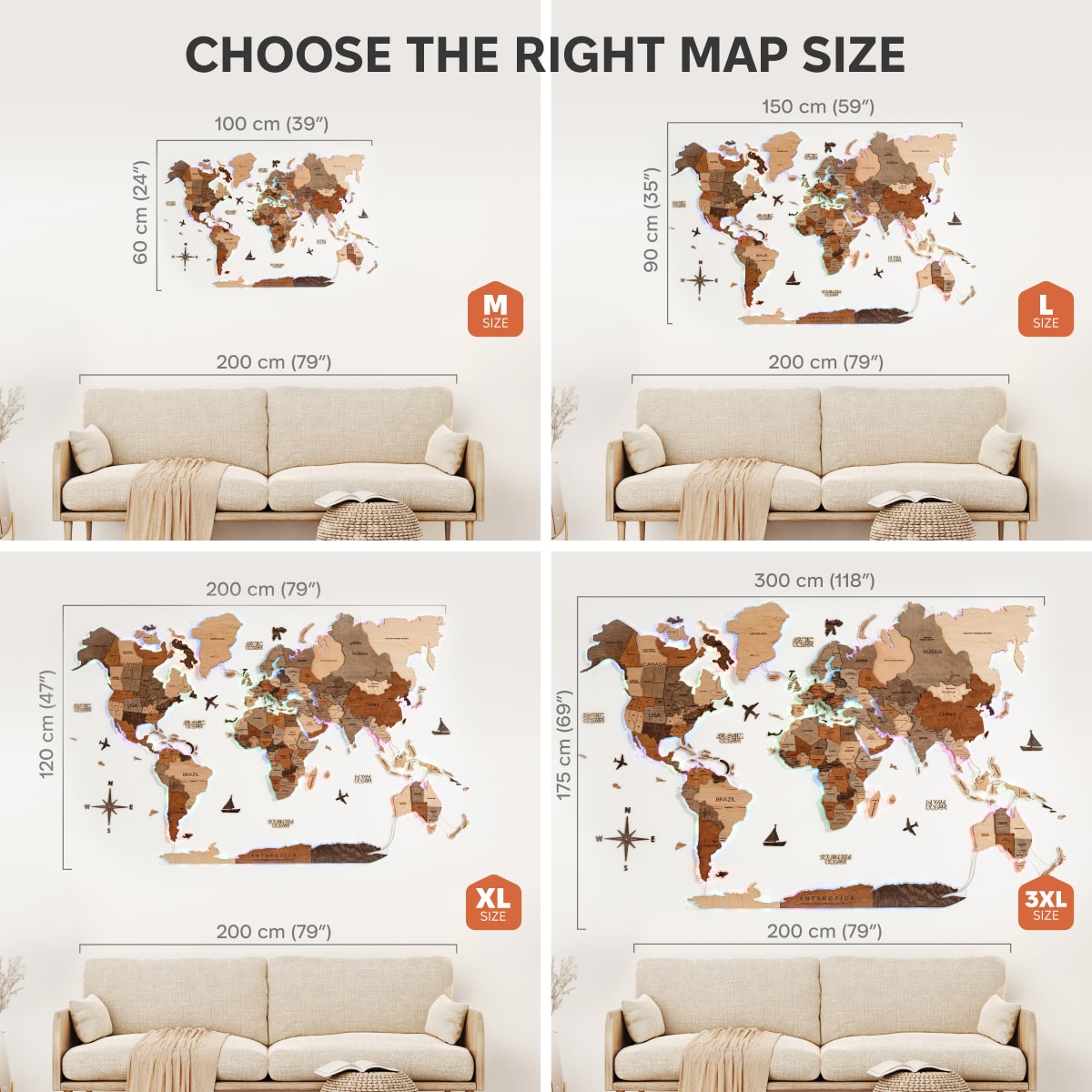 3D LED Wooden World Map Wall Art with Acrylic Background