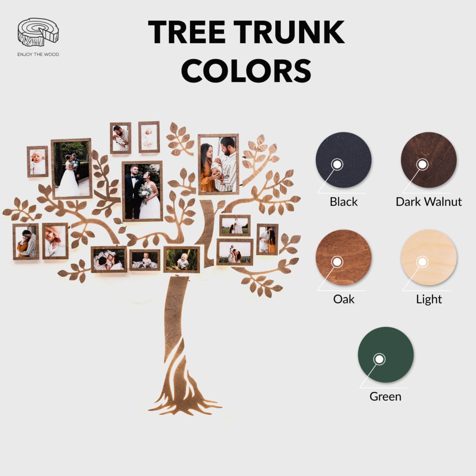 LED Lighted Wooden Family Tree Wall Art for Personalized Decor