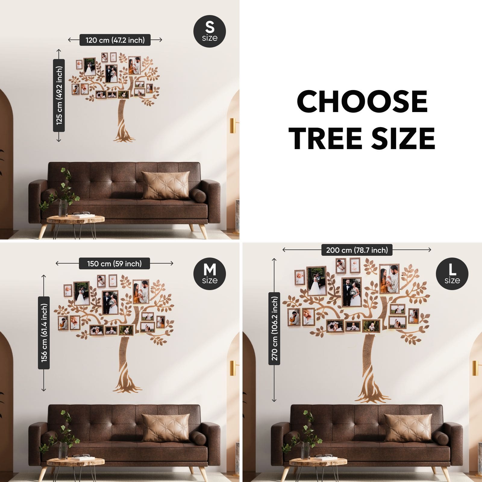 LED Lighted Wooden Family Tree Wall Art for Personalized Decor
