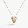 Leo zodiac charm necklace in gold-plated stainless steel featuring a lion charm