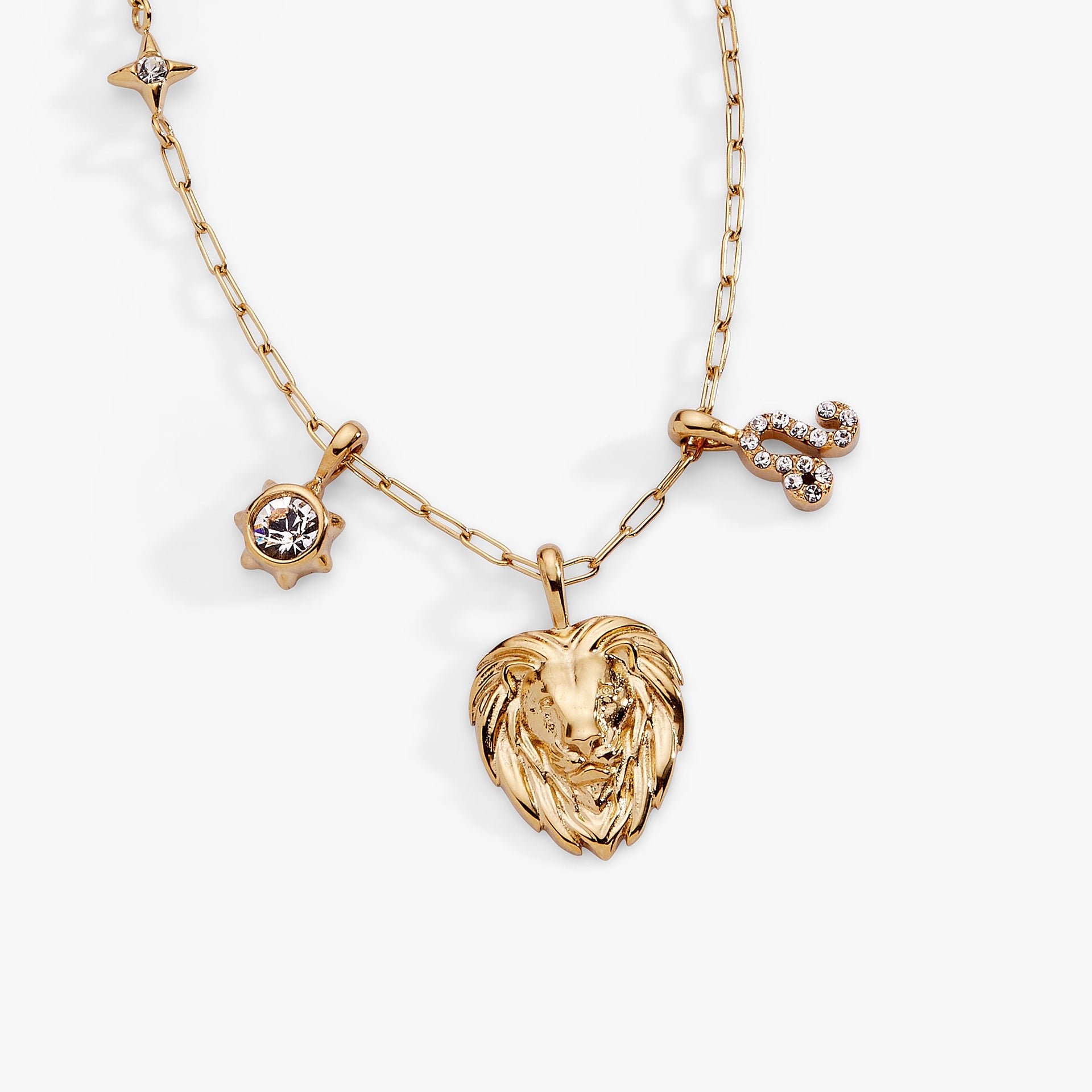 Leo Zodiac Charm Cluster Necklace with Crystal Accents