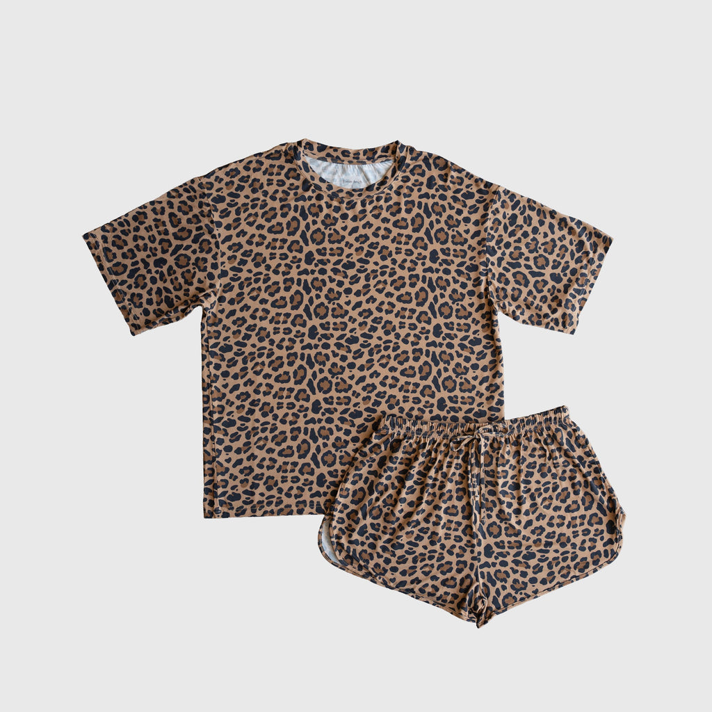 Women's Bamboo Short Set in Leopard Print - Relaxed Loungewear