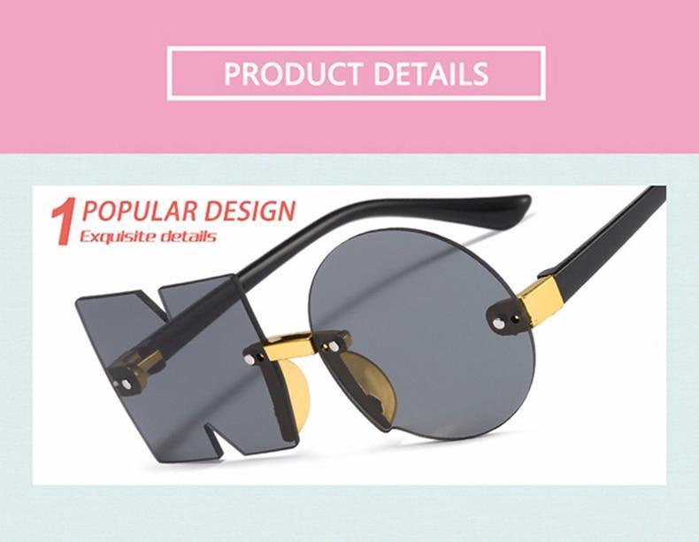 Kids Fun Letter NO Shape Rimless Irregular Sunglasses UV400