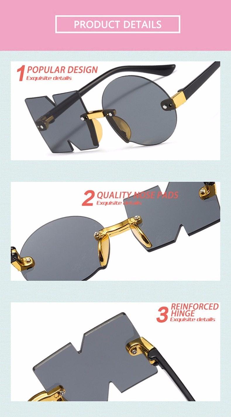 Kids Fun Letter NO Shape Rimless Irregular Sunglasses UV400