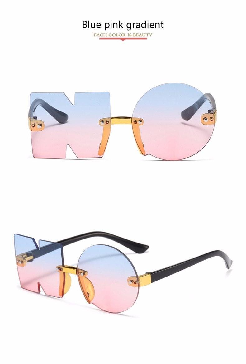 Kids Fun Letter NO Shape Rimless Irregular Sunglasses UV400