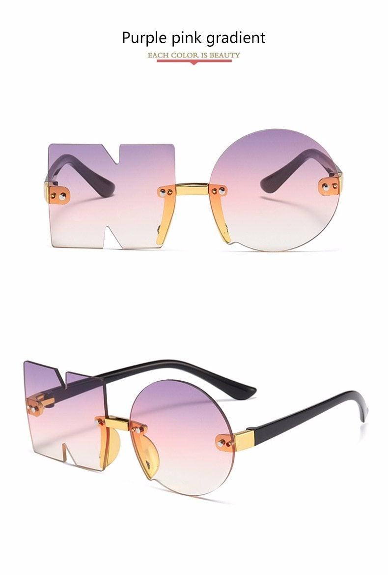 Kids Fun Letter NO Shape Rimless Irregular Sunglasses UV400