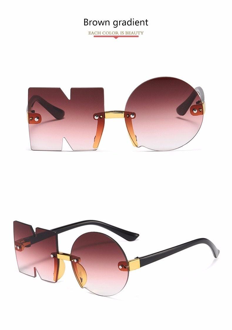 Kids Fun Letter NO Shape Rimless Irregular Sunglasses UV400