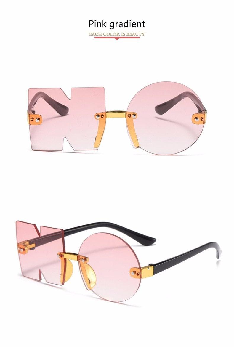 Kids Fun Letter NO Shape Rimless Irregular Sunglasses UV400