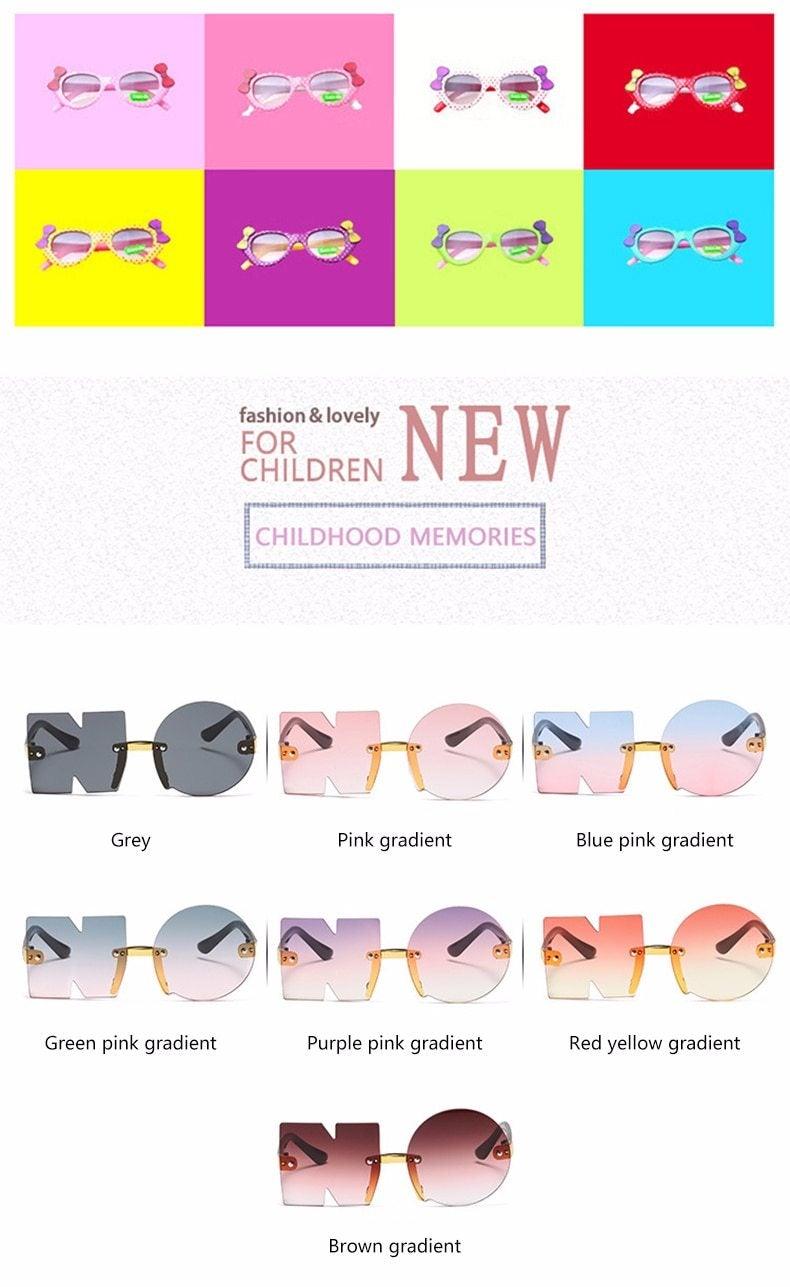 Kids Fun Letter NO Shape Rimless Irregular Sunglasses UV400