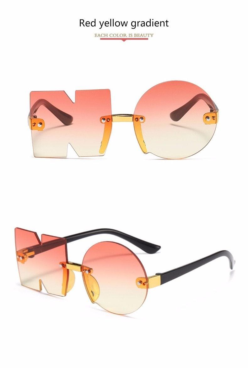 Kids Fun Letter NO Shape Rimless Irregular Sunglasses UV400