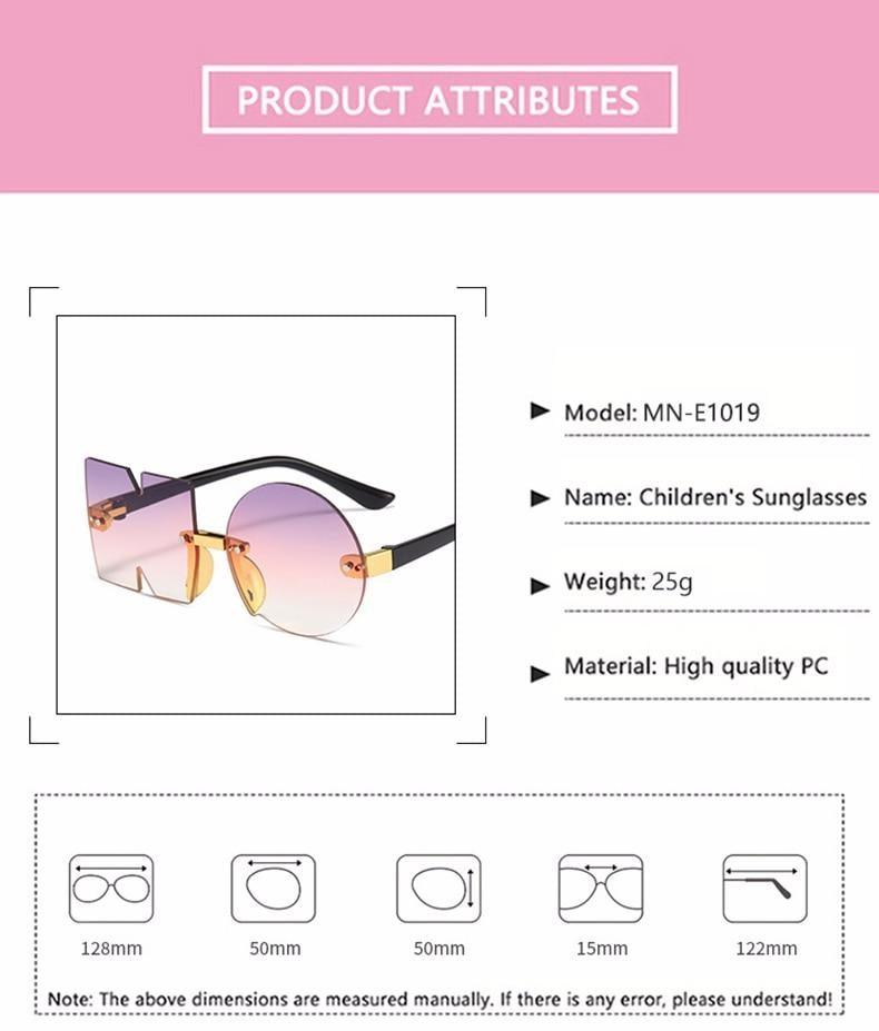 Kids Fun Letter NO Shape Rimless Irregular Sunglasses UV400