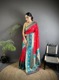 Joban Fashion Hot Pink Banarasi Soft Silk Woven Butti Saree