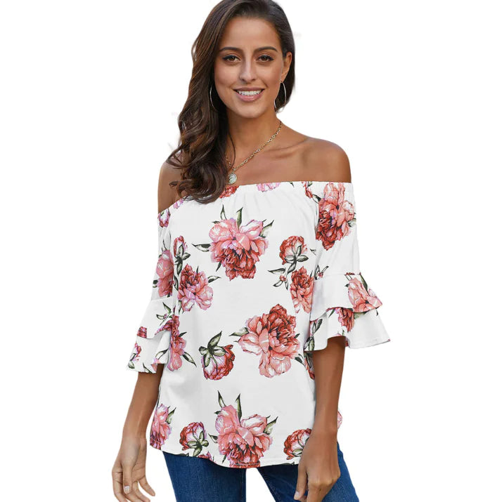 Women's Off-Shoulder Floral Blouse