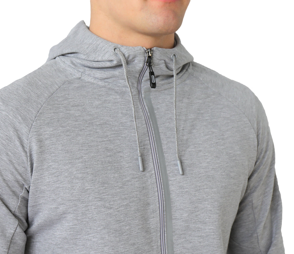 Mens Slim Fit Full-Zip Hooded Sweatshirt in Heather Grey - Image 27