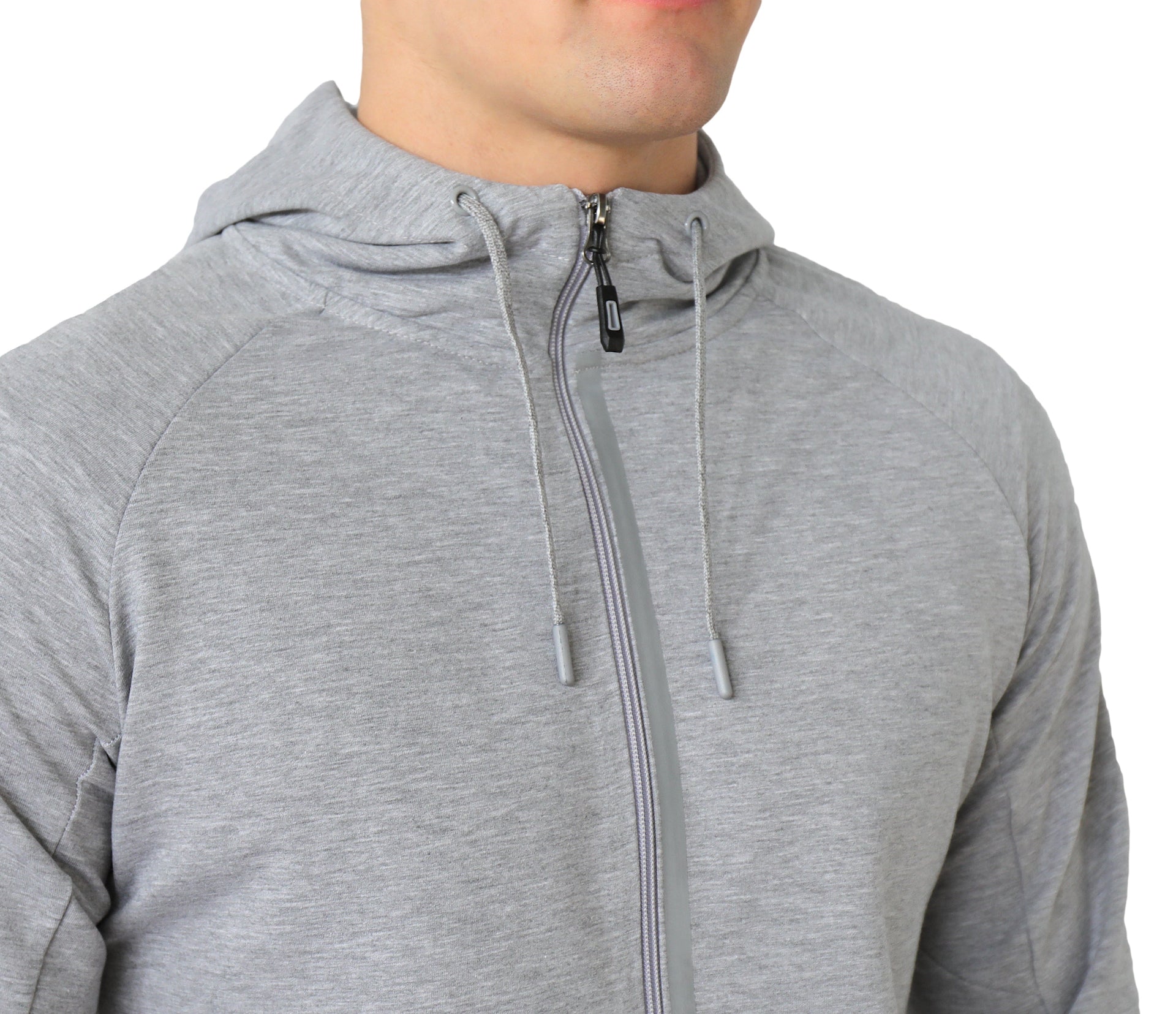 Mens Slim Fit Full-Zip Hooded Sweatshirt in Heather Grey - Image 27