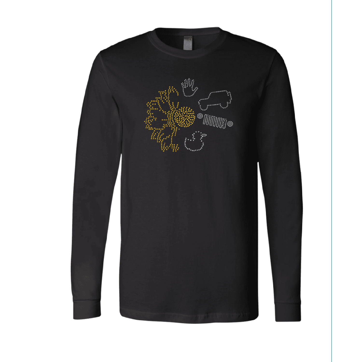 Jeeper Flower Rhinestone Tee Short or Long  Sleeve
