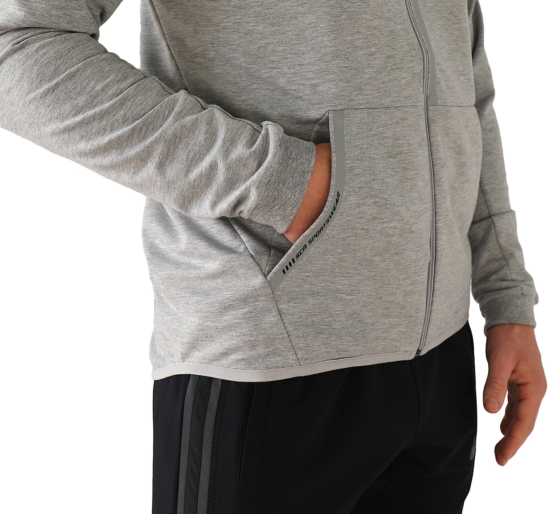 Mens Slim Fit Full-Zip Hooded Sweatshirt in Heather Grey - Image 28