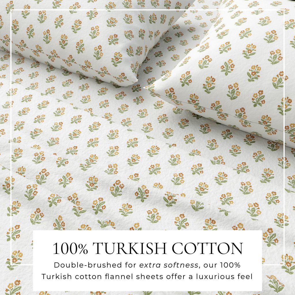 Winter Floral Turkish Cotton Flannel Sheet Set Ultra-Soft - Image 8