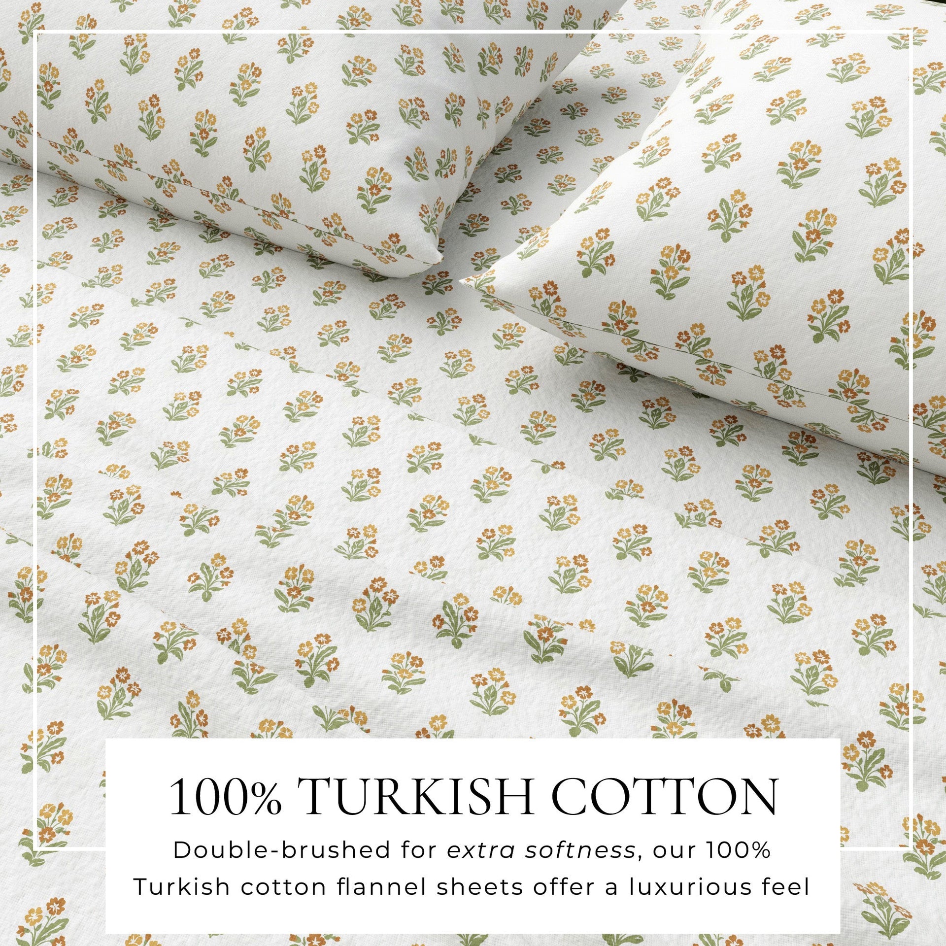 Winter Floral Turkish Cotton Flannel Sheet Set Ultra-Soft - Image 8