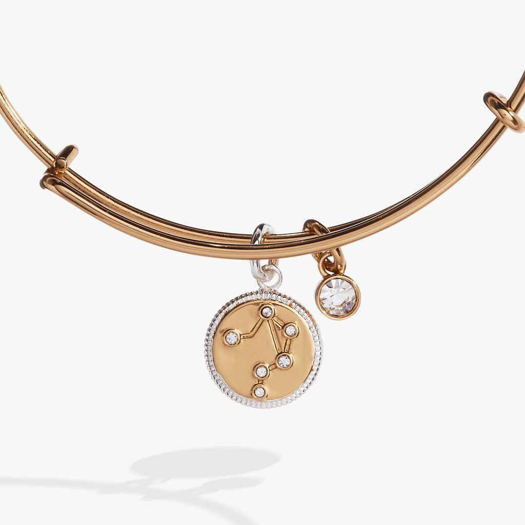 Libra Zodiac Charm Bangle in Two-Tone Gold and Silver